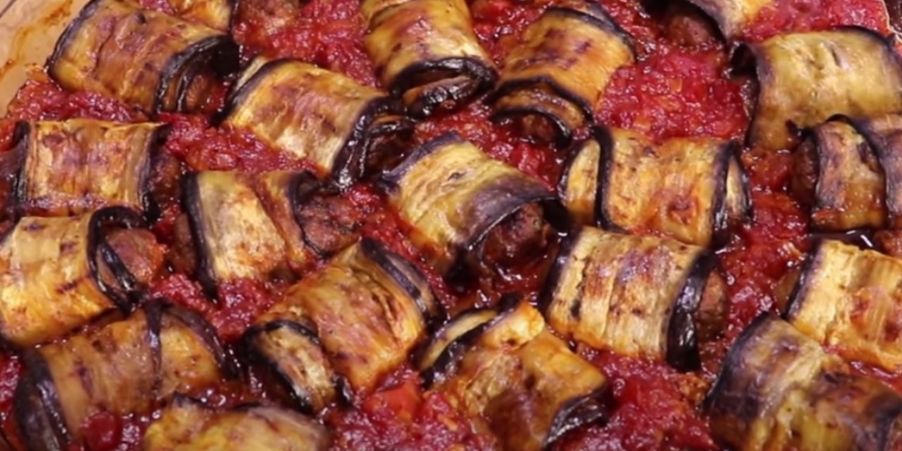patlıcanla yapılan en iyi yemeklerden lokum gibi patlıcan sarma tarifi