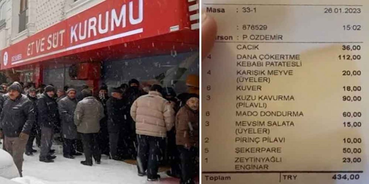 Vatandaş kırmızı et almak için soğukta kuyruk beklerken, Meclis lokantasındaki menü tepki çekti