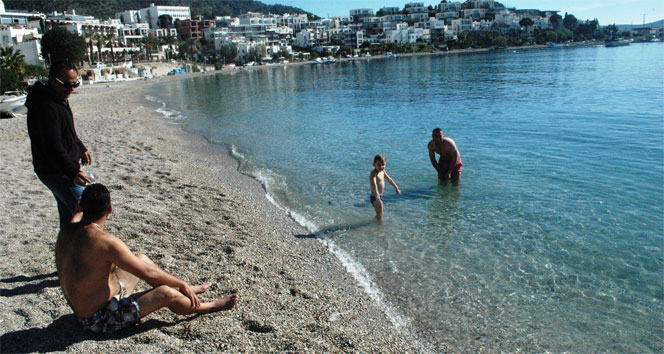 Kış ortasında deniz keyfi