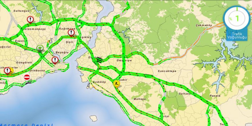 İstanbul'da trafik yoğunluğu yüzde 1'e düştü!