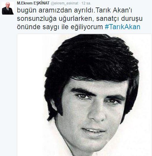 Eşkinat’tan Tarık Akan için taziye mesajı