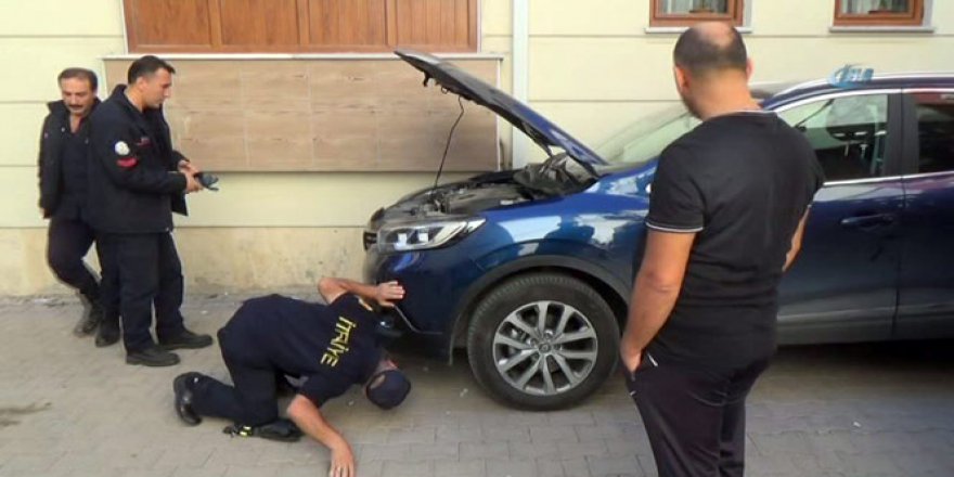 Sivas^'ta arabanın motoruna giren kedi herkesi birbirine kattı