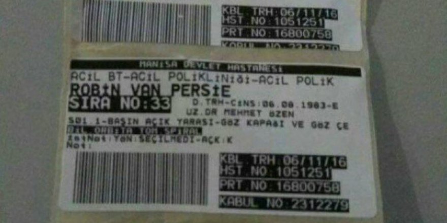 Robbin Van Persie’ye Hastane Fişi Sosyal Medyanın Gündemine Düştü