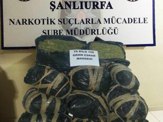 Şanlıurfa’da 76 Kilo Esrar Ele Geçirildi, 3 Kişi Gözaltına Alındı