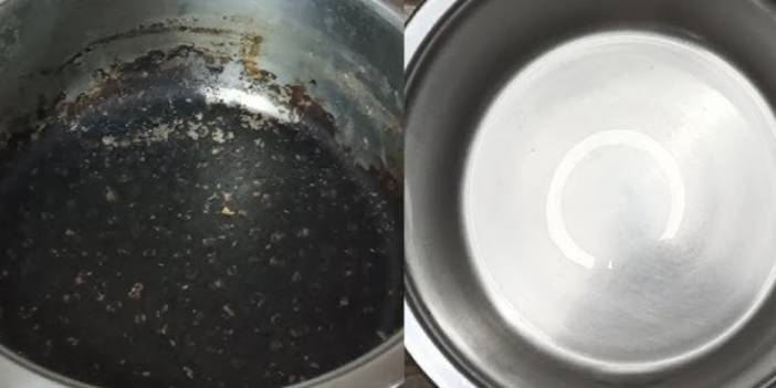 Dibi tutmuş tencereyi temizlemenin yolu; Üstelik ovalamaya bile gerek yok