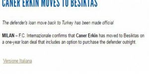 İtalyan ekip Inter, Caner Erkin’i Beşiktaş’a kiraladı!