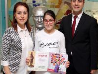 Makedonya Bitola'da Özel Sanko İlkokulu Öğrencisi İrem Aydın'a ödül